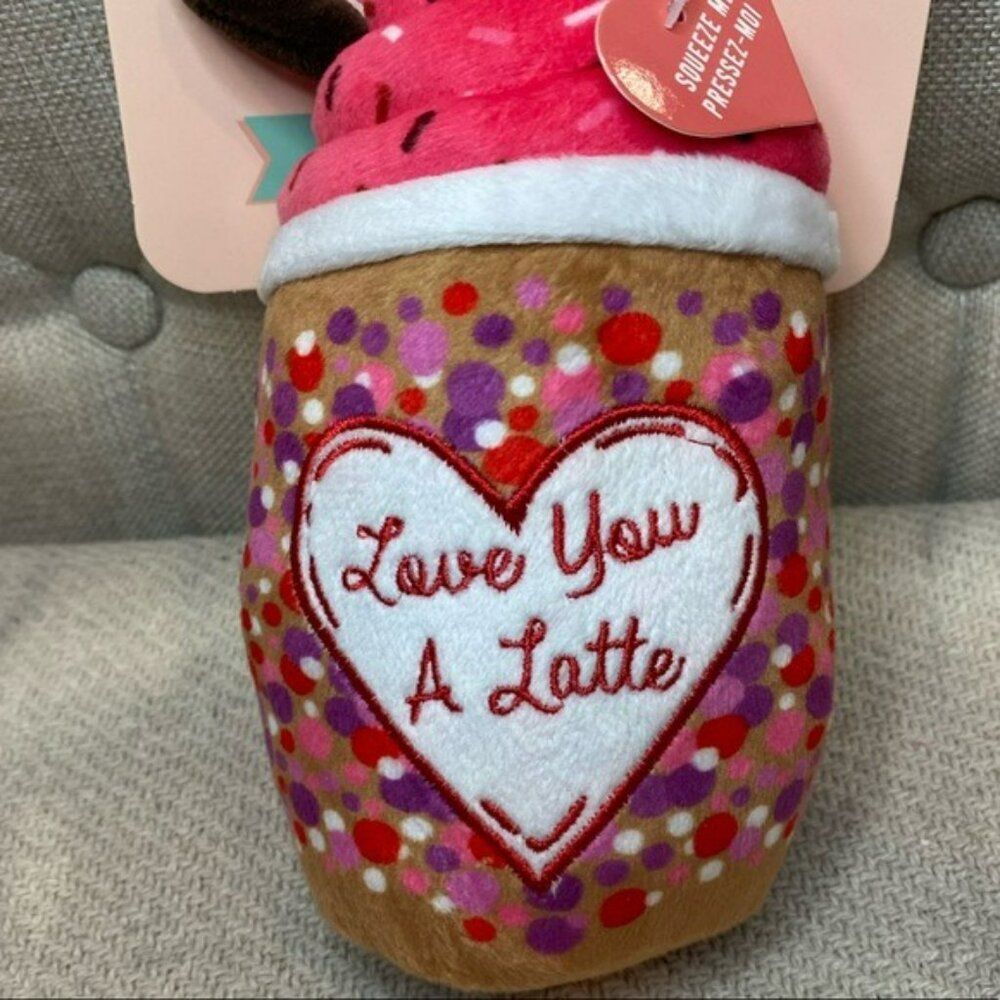 Love You a Latte Coffee Dog Toy NWT Cute Gift Pink Girlie - Picture 4 of 5